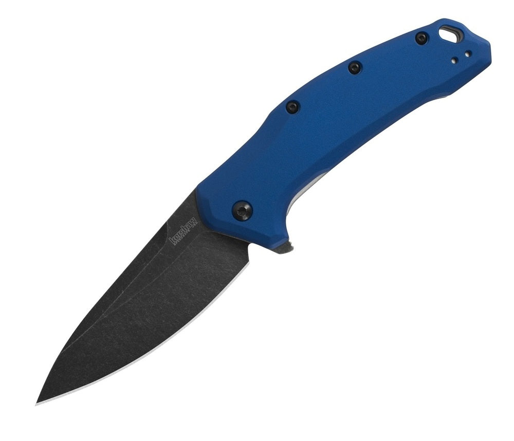 Kershaw Link Blackwash Plain Edge Knife (Navy Blue)