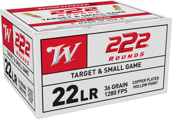 Winchester USA .22 LR 36 gr Copper-Plated Hollow Point - 222 Rounds