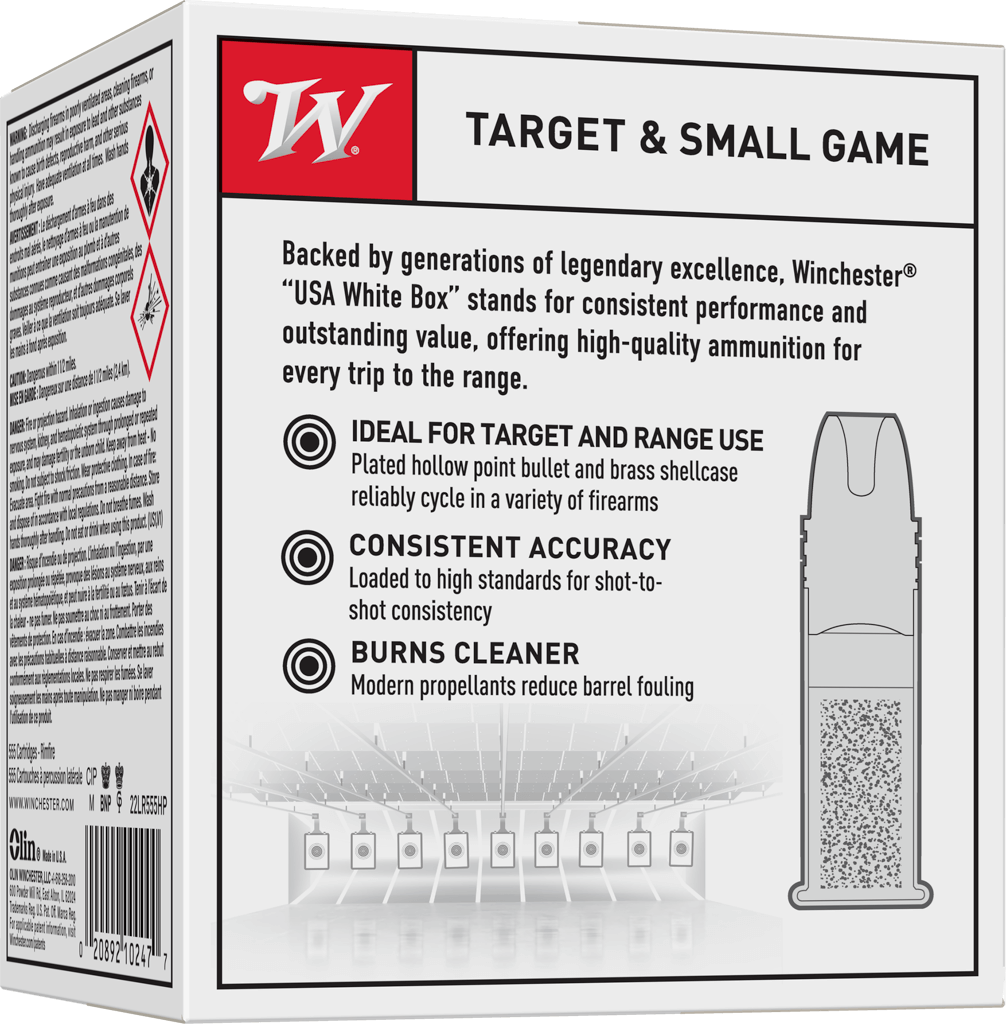 Winchester USA .22 LR 36 gr Copper-Plated Hollow Point - 555 Rounds