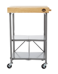 Bradley Smoker Foldable Kitchen Cart on Wheels, Wood top, Steel Grey Frame