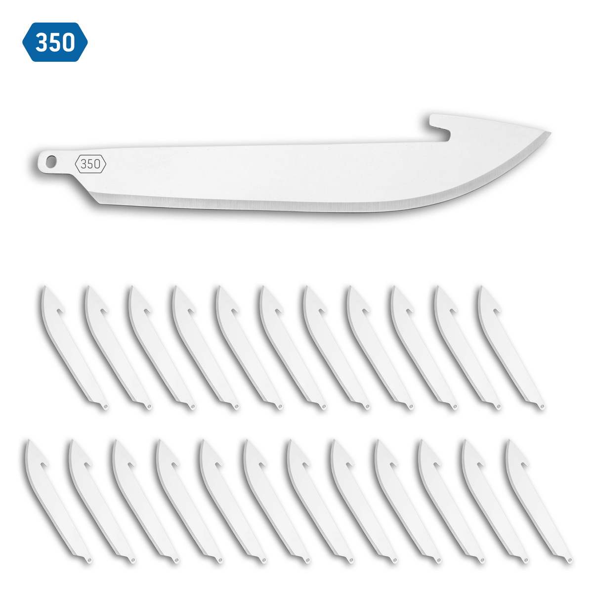 Outdoor Edge 3.5” Drop-Point Blade Pack, Stainless, 24 Blades