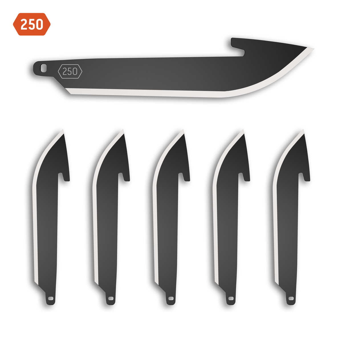 Outdoor Edge 2.5" Drop-Point Blade Pack, Black, 6 Blades
