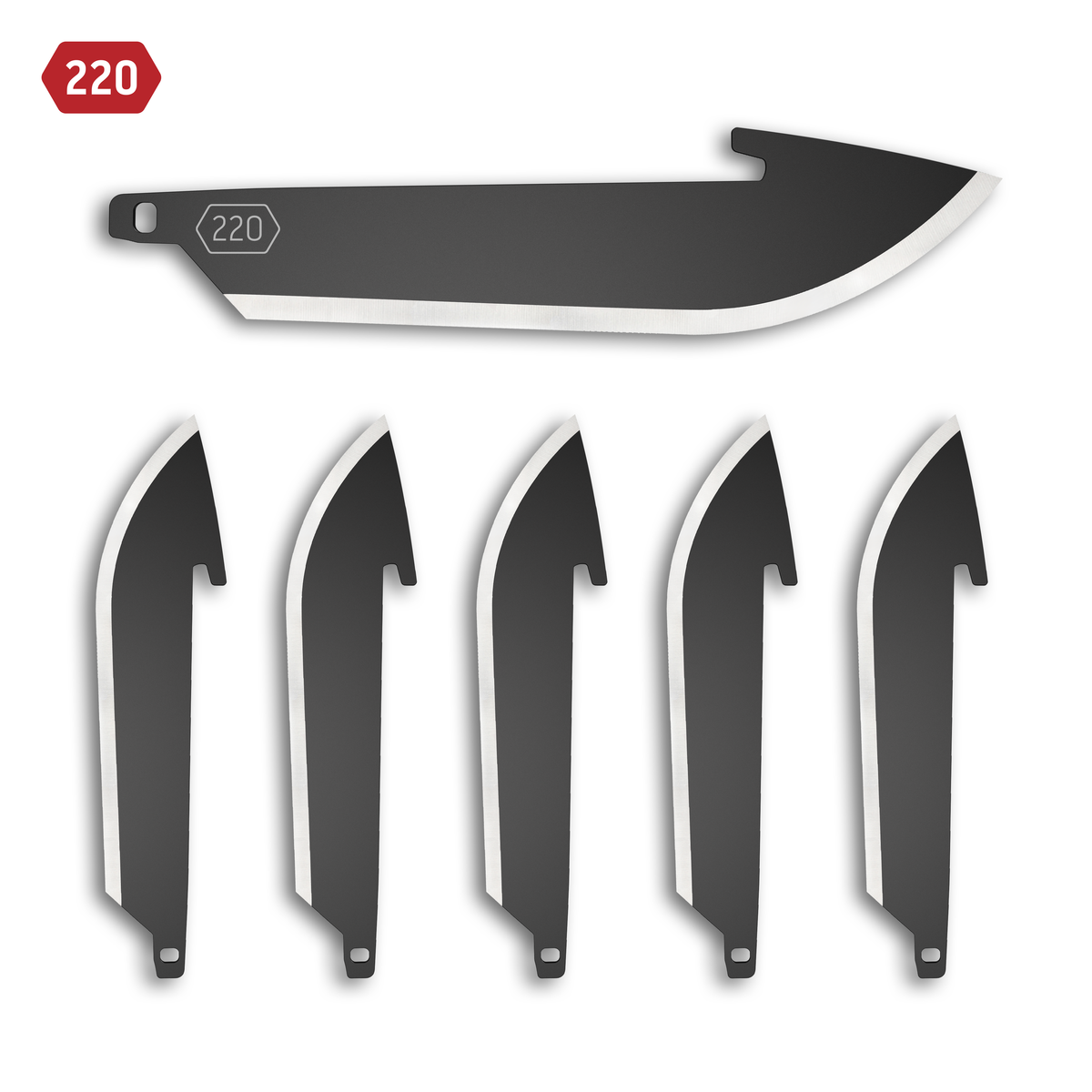 Outdoor Edge 2.2" Drop-Point Blade Pack, Black, 6 Blades