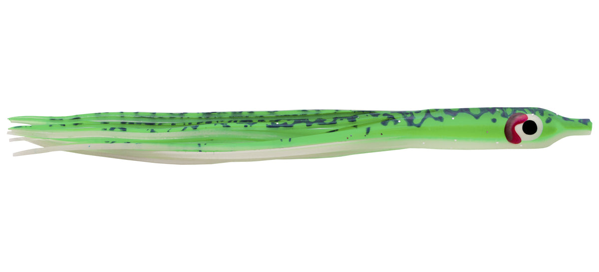 Gibbs Yamashita Needlefish Hoochie 5-Pack - Glow Green Spatter Back