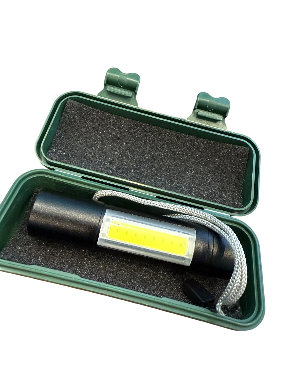 Westcoast Fishing Tackle Mini LED UV Flashlight in its open carry case